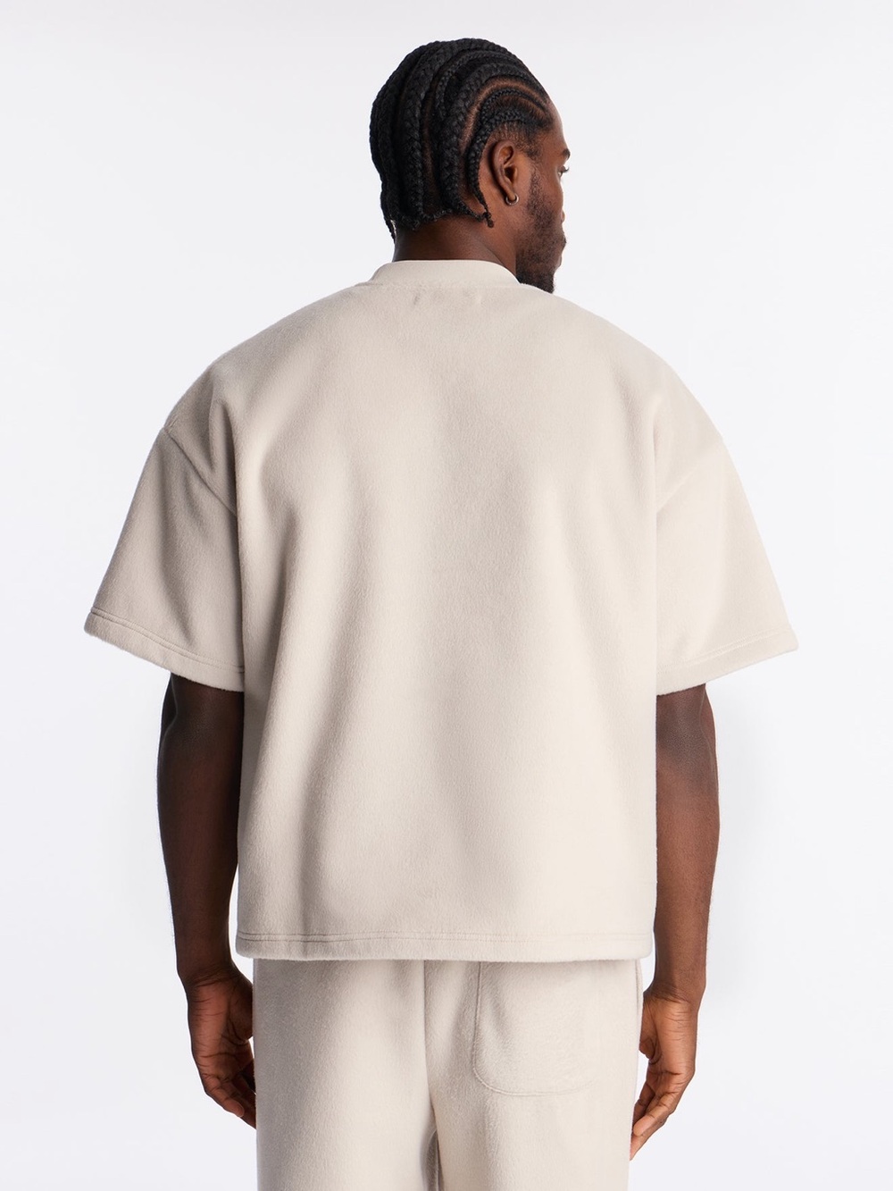 Fashion Nova Men's fuzzy Short-Sleeve Shirt - Cream